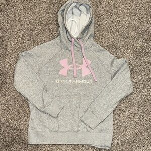 Under Armour Women's Heather Gray Hoodie with Purple Accents small
